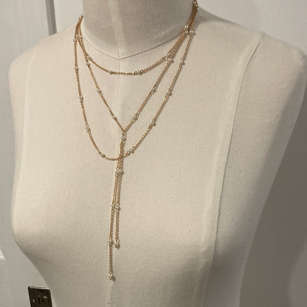 New Borrowed Blue Triple Tier Y Necklace Bridal Bride 25$
